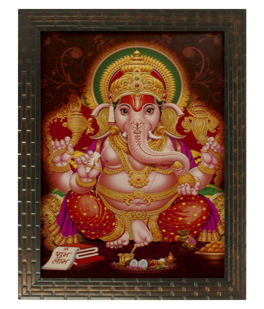     			Indianara Ganesha Religious Synthetic Painting With Frame