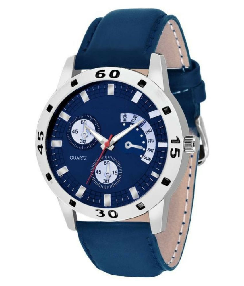 ex306 blue leather analog men's watch