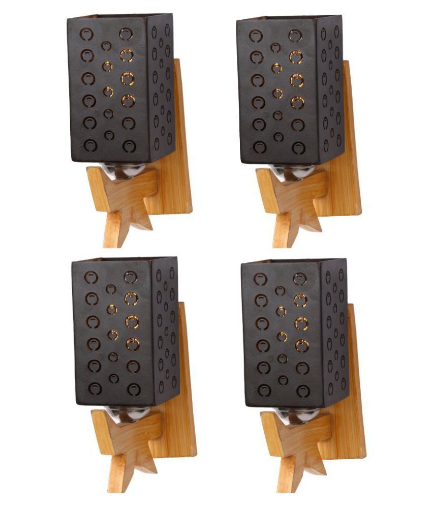     			Somil Decorative Wall Lamp Light Wood Wall Light Black - Pack of 4