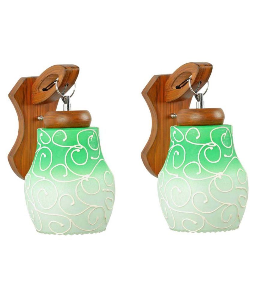     			Somil Decorative Wall Lamp Light Glass Wall Light Green - Pack of 2