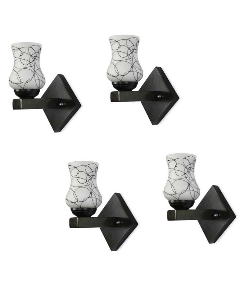     			Somil Decorative Wall Lamp Light Glass Wall Light Black - Pack of 4