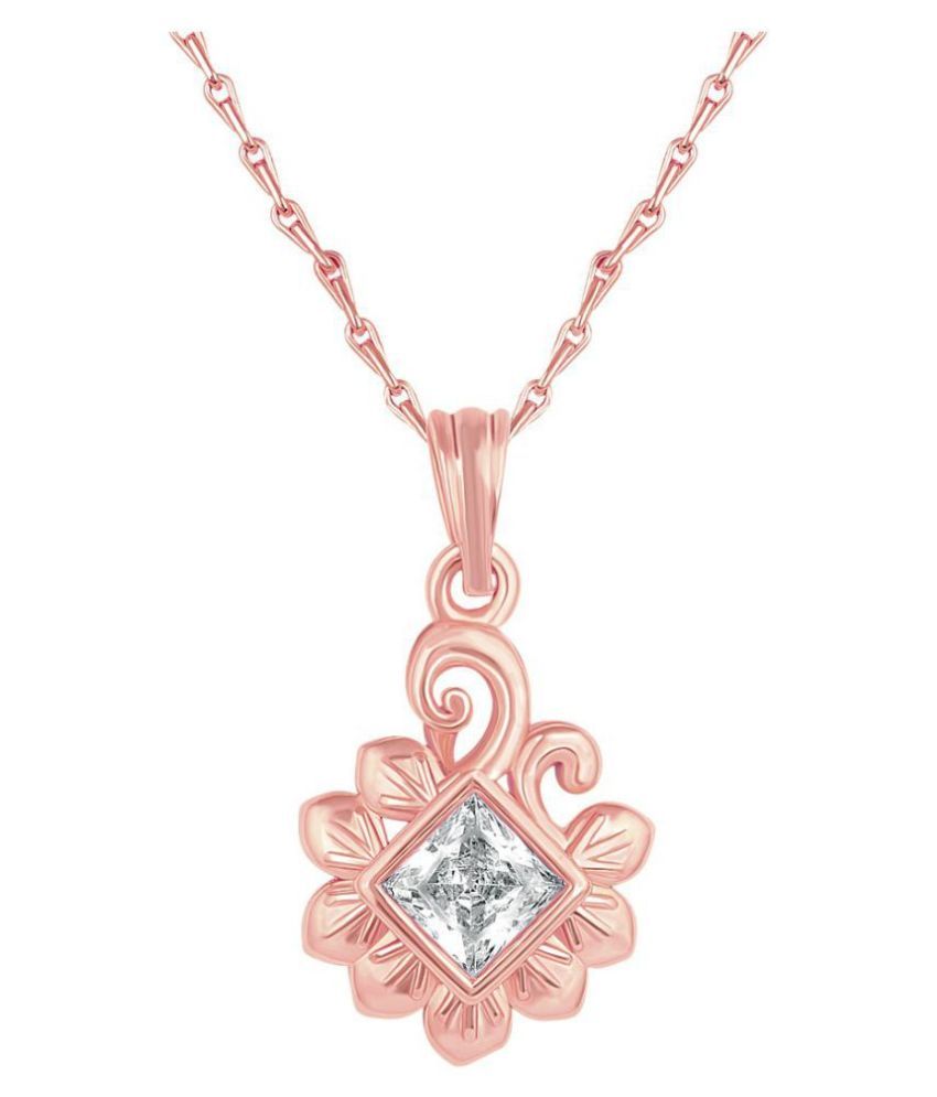     			Asmitta Classy Leaf design Rose Gold Plated CZ Stone Pendant with Chain For Women