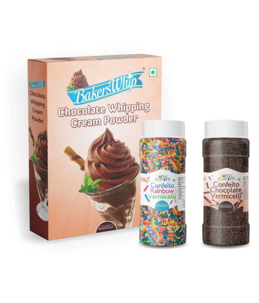 Bakerswhip Chocolate Whipping Cream & Vermicelli (Rainbow & Chocolate
