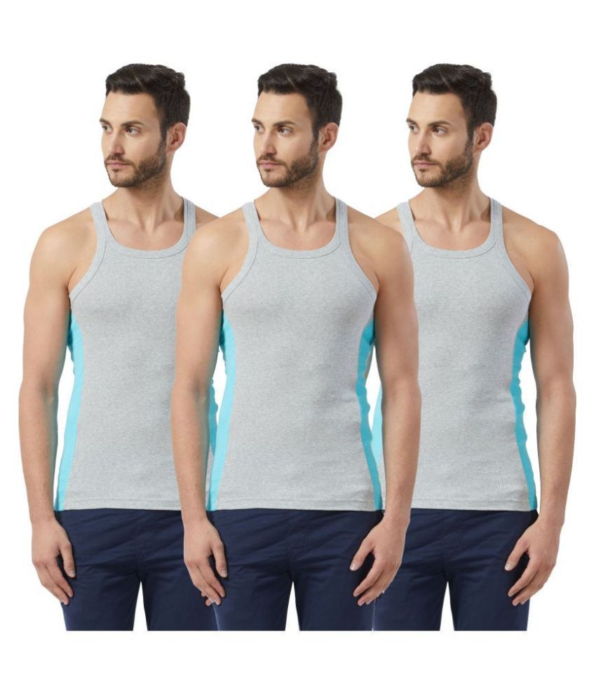     			Fruit Of The Loom Grey Sleeveless Vests Pack of 3