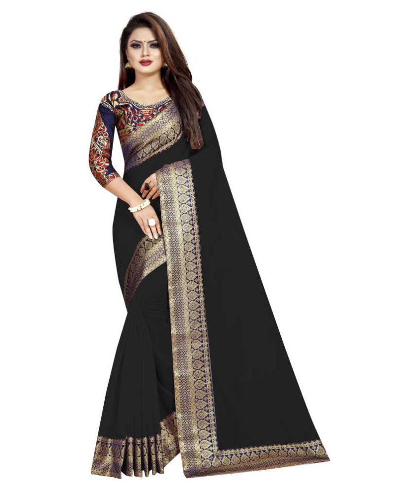 Kalakruti Fashion Black Chanderi Saree - Buy Kalakruti Fashion Black ...