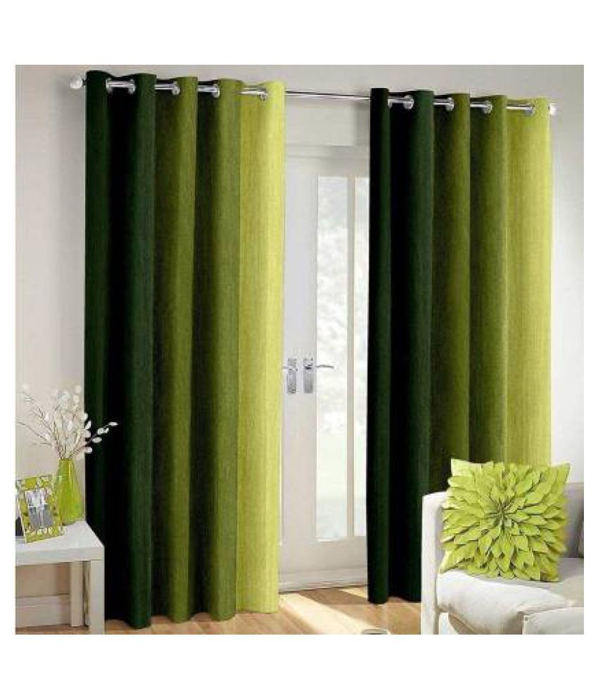 BM Creation Single Long Door Blackout Room Darkening Eyelet Polyester Curtains Green
