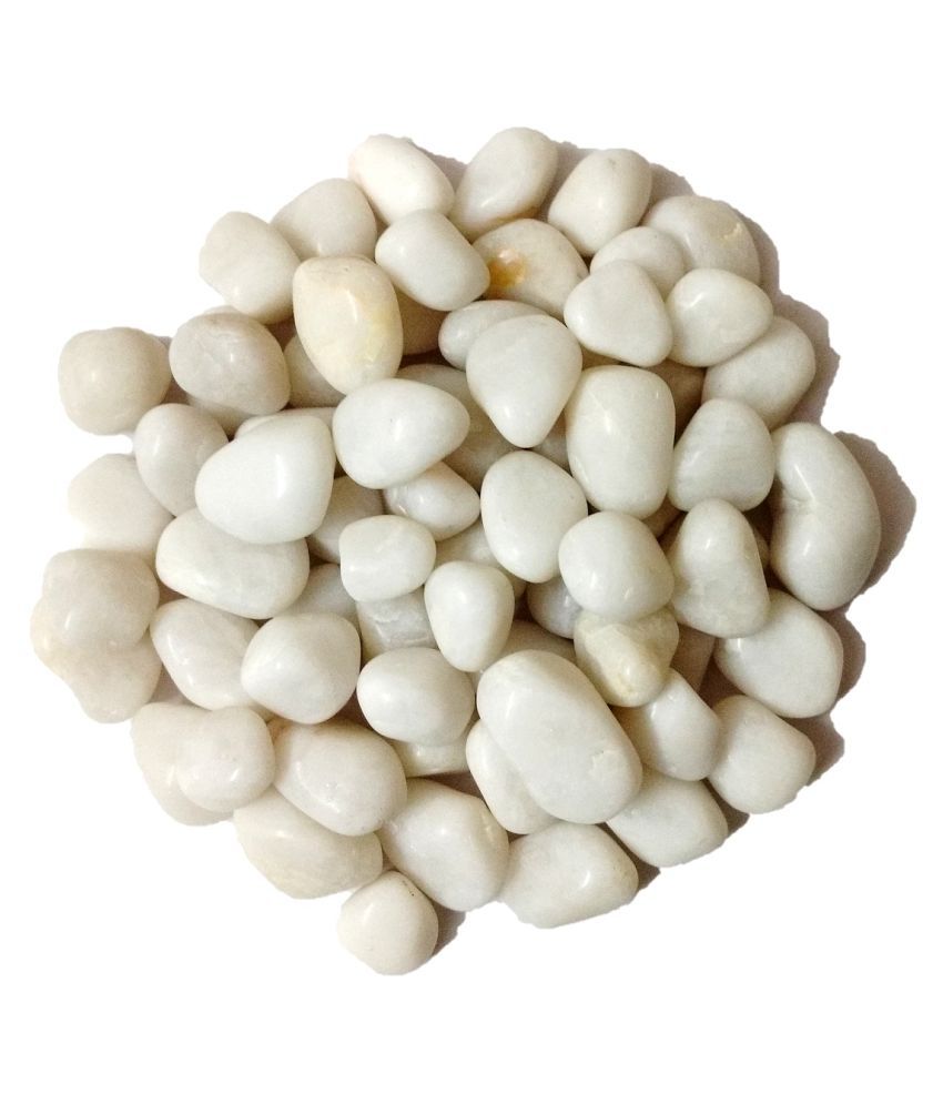     			DS White Polished marble Pebbles, gravels, stone for aquarium, vases, fountain, table, lawn, 950gm
