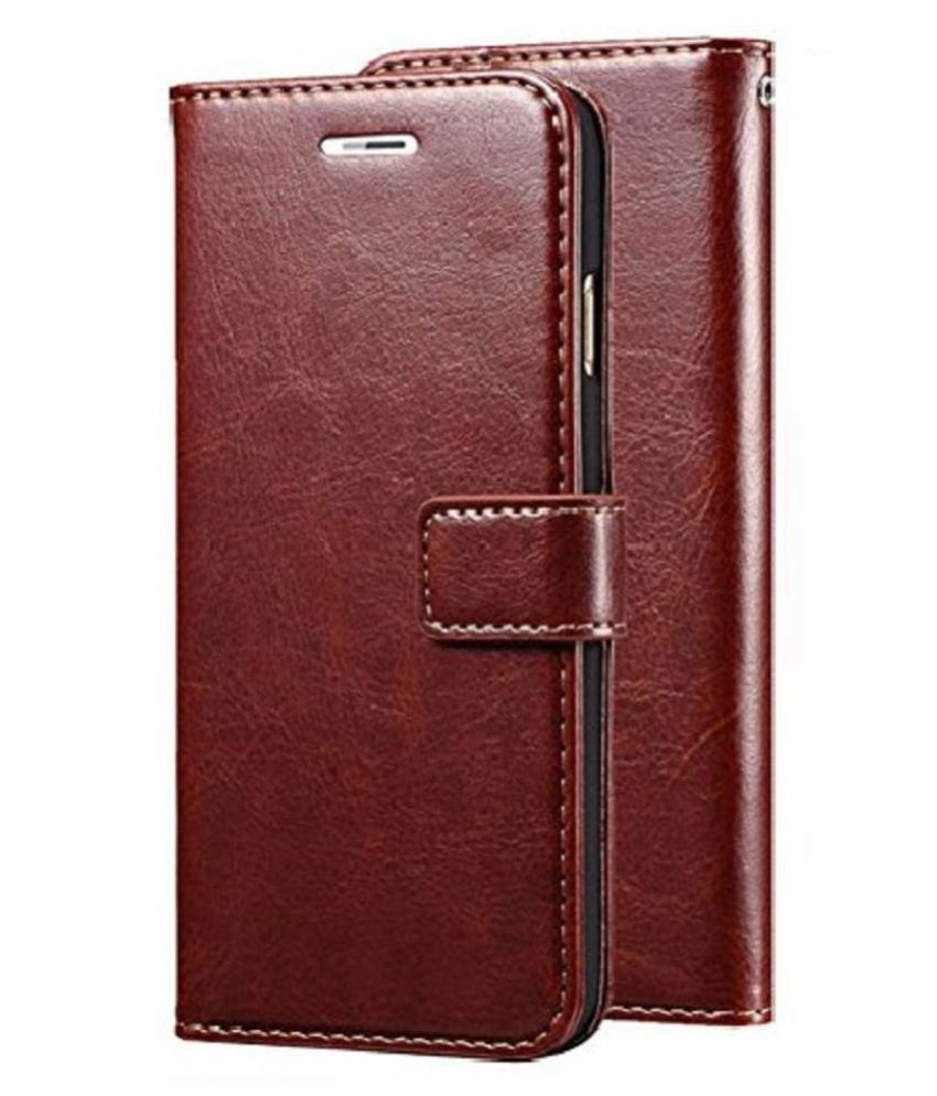     			Samsung Galaxy J4 Plus Flip Cover by Kosher Traders - Brown Original Vintage Look Leather Wallet Case