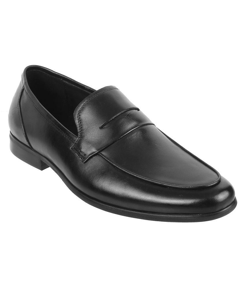 Mochi Slip on Genuine Leather BLACK Formal Shoes Price in India- Buy ...