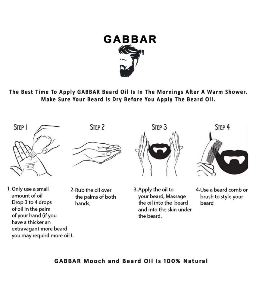 Gabbar 100 Natural Mooch and Beard Oil 30 ml Buy Gabbar 100 Natural