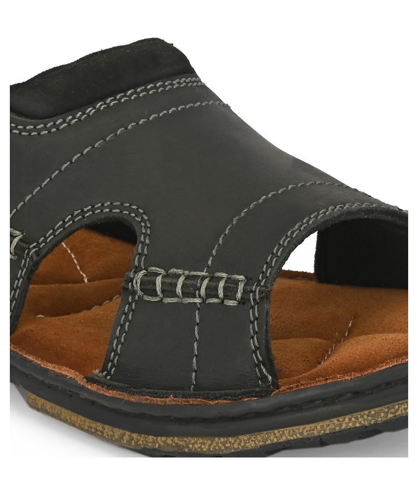 hitz black leather sandals