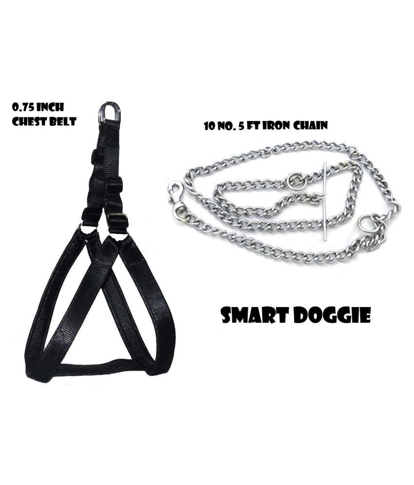     			Smart Doggie Nylon Padded Adjustable Dog Chest & Dog Iron Chain for Dogs