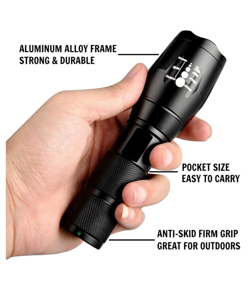 GLOBE SHOP 500M Range Zoomable 5 Mode Waterproof Rechargeable LED Metal