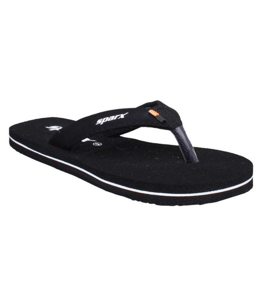 sparx black slippers