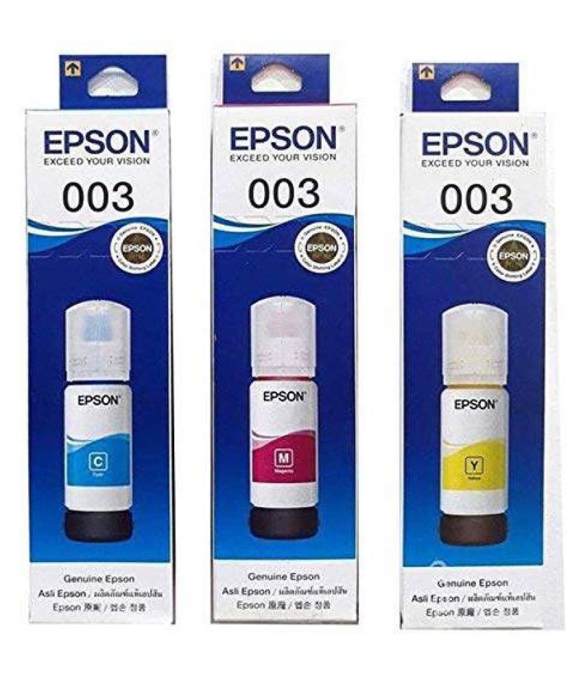 Indian Technology Epson 003 Cym Multicolor Pack Of 3 Ink Bottle For Refill Ink For Epson 003 4488