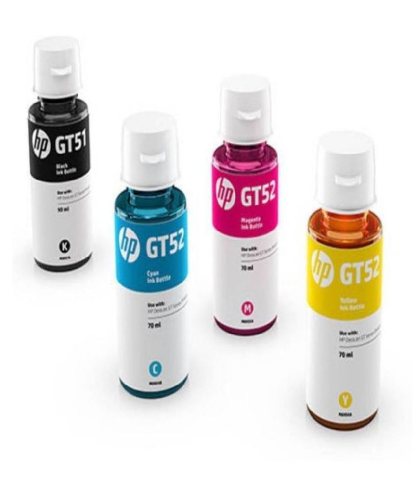 Indian Technology Hp Gt 51 And Gt 52 Multicolor Pack Of 4 Ink Bottle For Use With Hp 5810hp 5820 2353