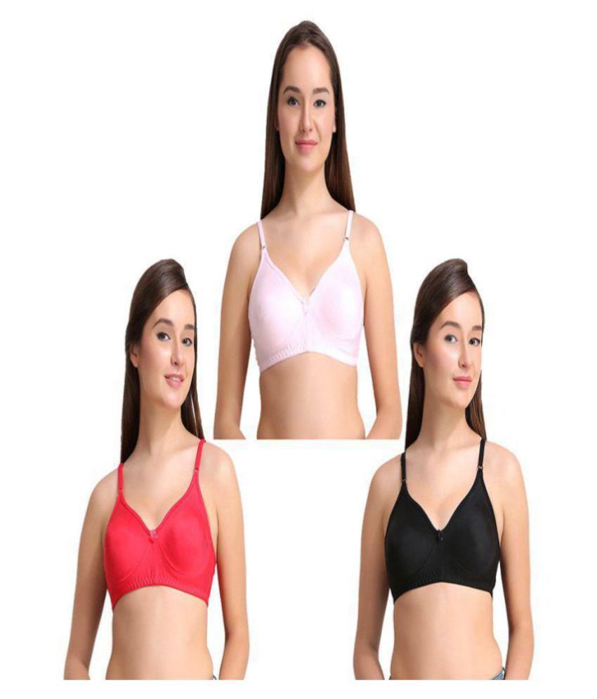     			Leading Lady Pack of 3 Cotton Non Padded Women's T-Shirt Bra ( Multi Color )