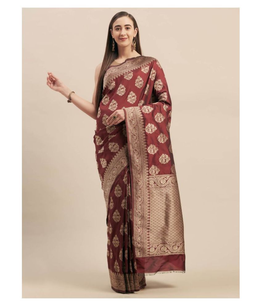     			Shaily Retails Maroon Silk Blends Saree