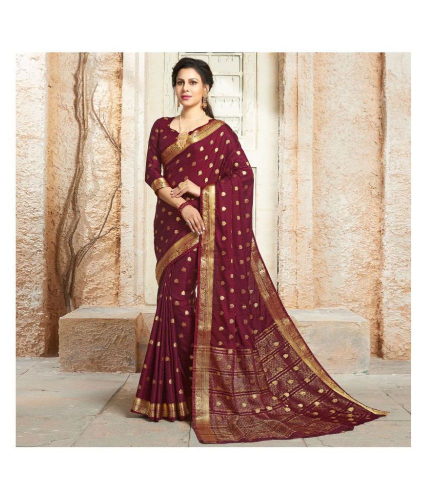     			Shaily Retails Maroon Silk Blends Saree