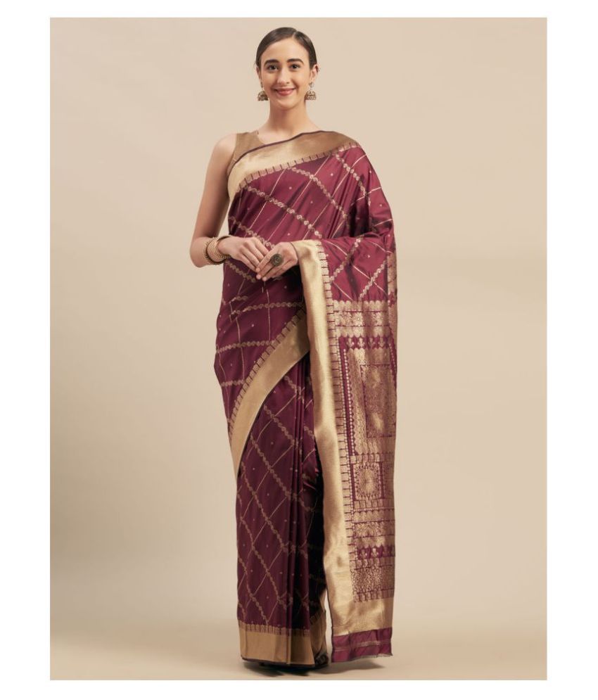     			Shaily Retails Purple Silk Blends Saree