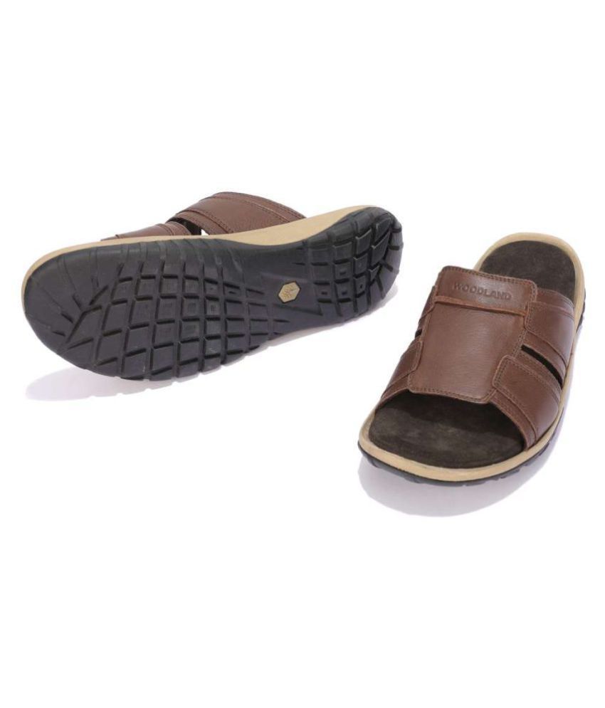 Woodland Brown Leather Slippers Price in India- Buy Woodland Brown Leather Slippers Online at 