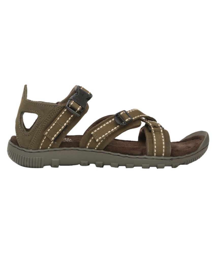 Woodland Green Leather Sandals Price in India- Buy Woodland Green ...