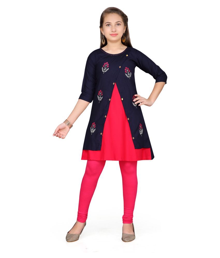Party Wear Navy-Blue kurti legging set 