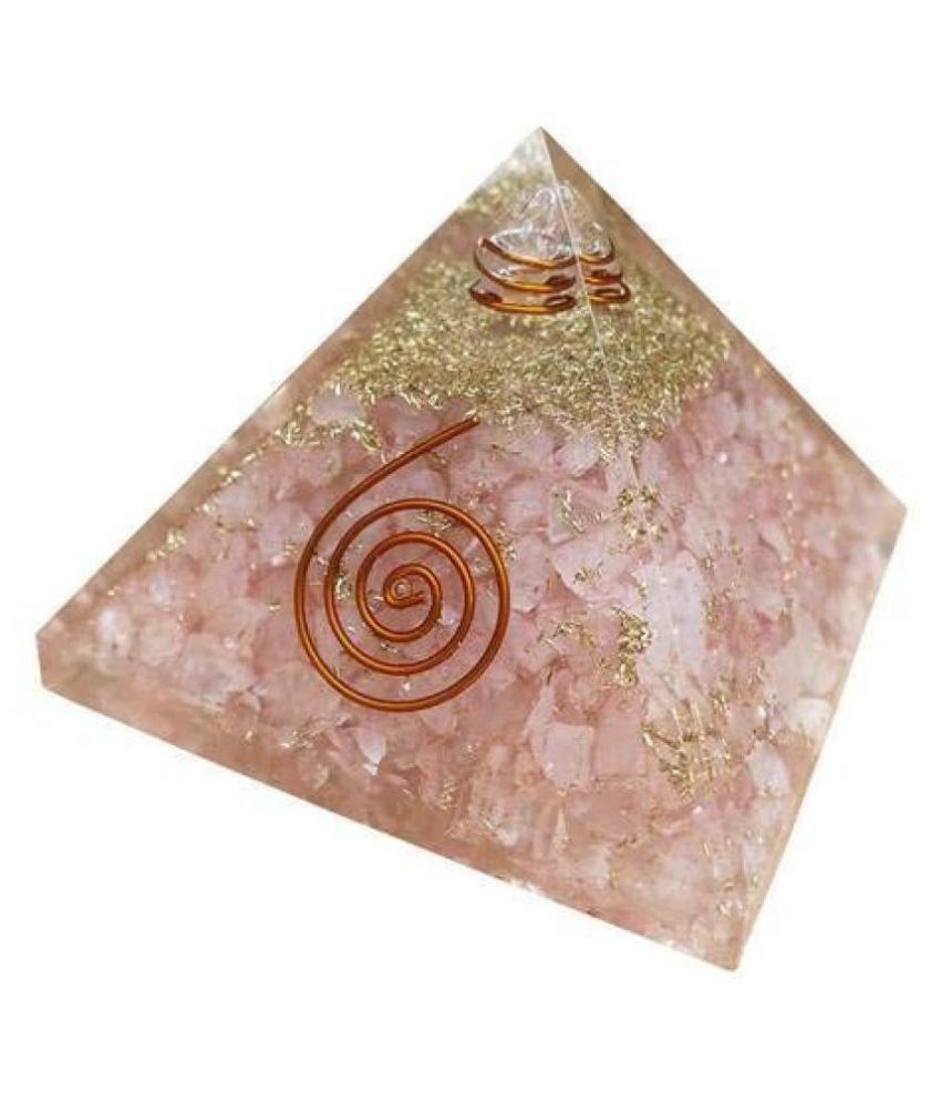     			Kesar Zems Crystal Rose Quartz Orgonite Pyramid for Showpiece (Length 7cm) (Pink)