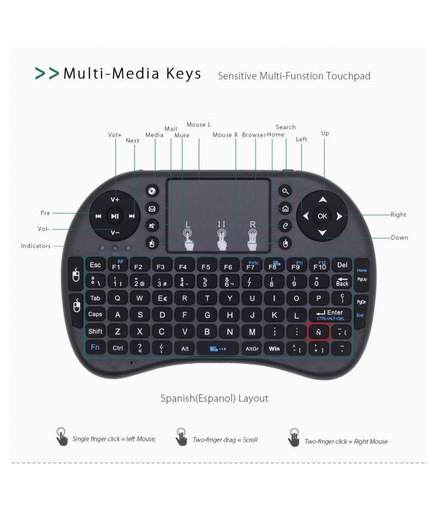 SrO Mini Keyboard MOUSE Black Wireless Keyboard Mouse Combo multimedia