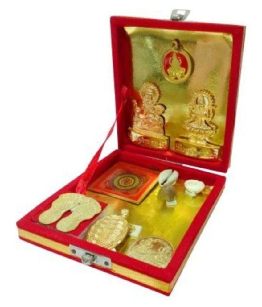     			only 4 you Yellow Brass Shri Kuber Dhan Laxmi Varsha Yantra -Set of 10