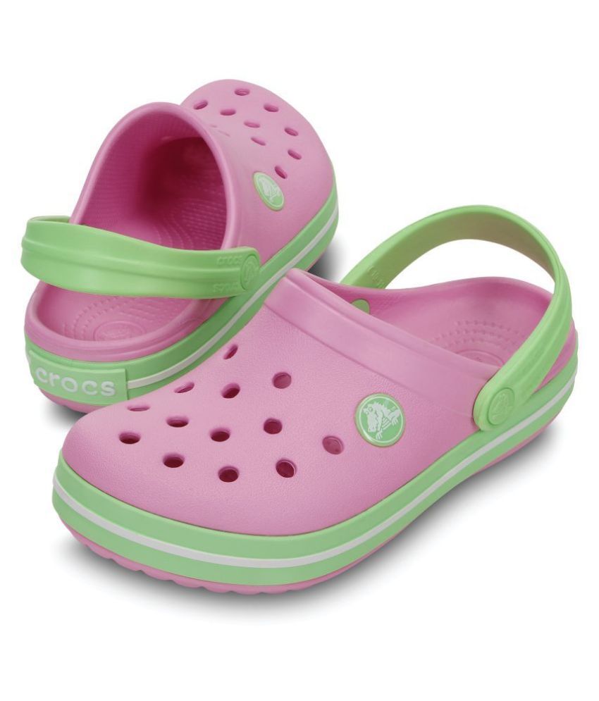 pink green crocs