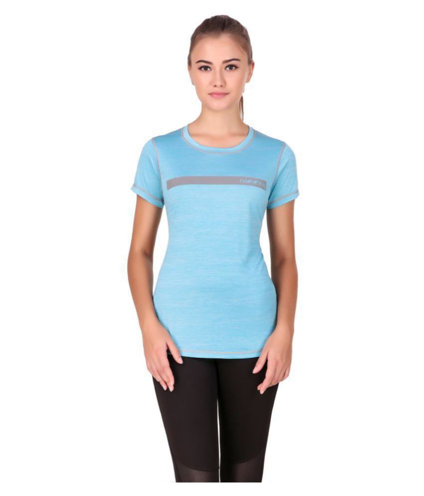 Nivia Self Design Women Round Neck Blue T Shirt