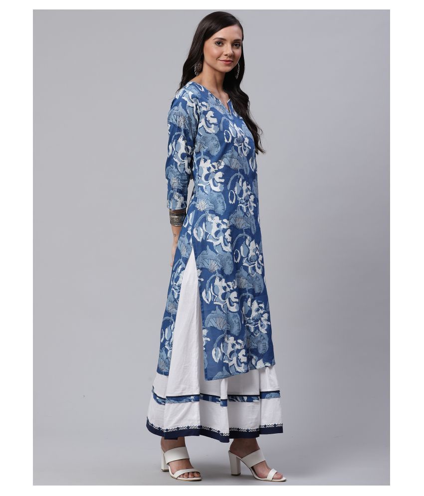 Divena Cotton Kurti With Sharara And Gharara - Stitched Suit - Buy Divena Cotton Kurti With 