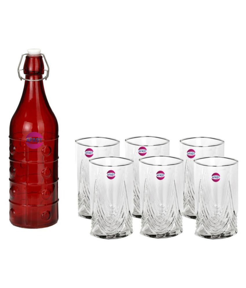     			Afast Glass Bottle, Glass Set, Transparent, Pack Of 6, 1000 ml