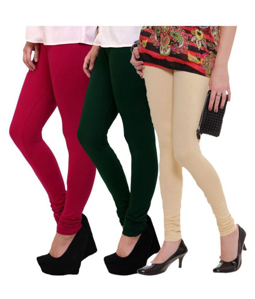     			Famaya - Pink Cotton Women's Leggings ( Pack of 3 )