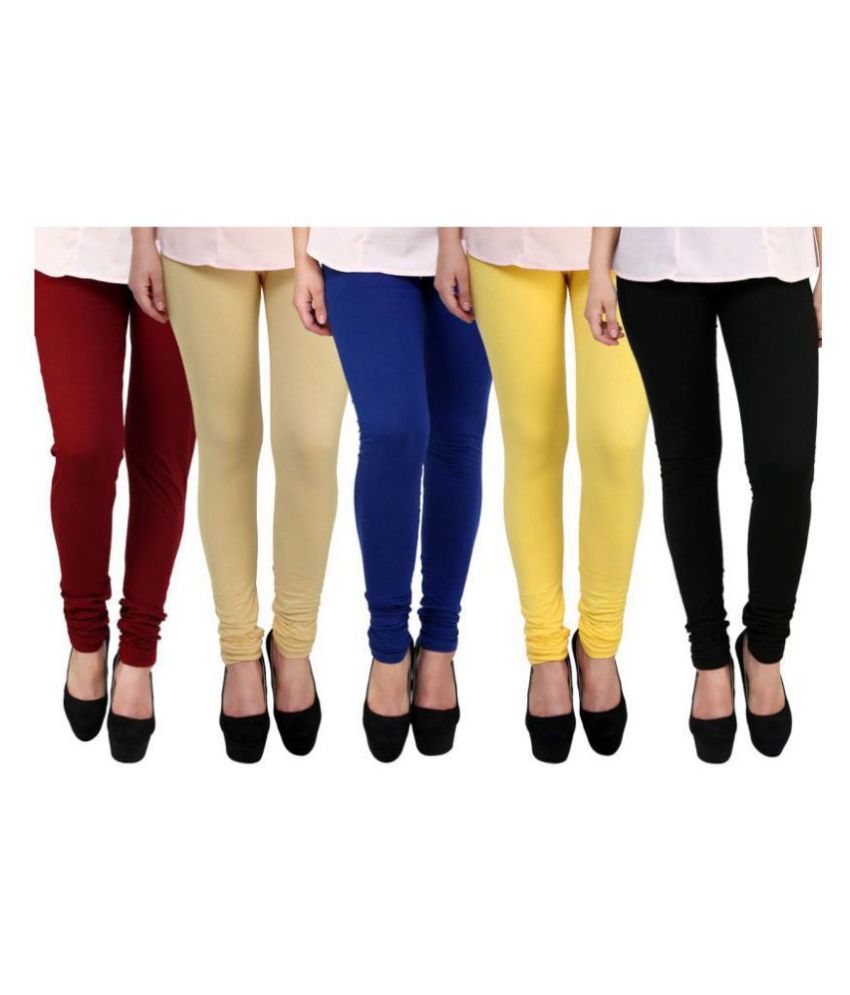     			FnMe - Red Cotton Women's Leggings ( Pack of 5 )