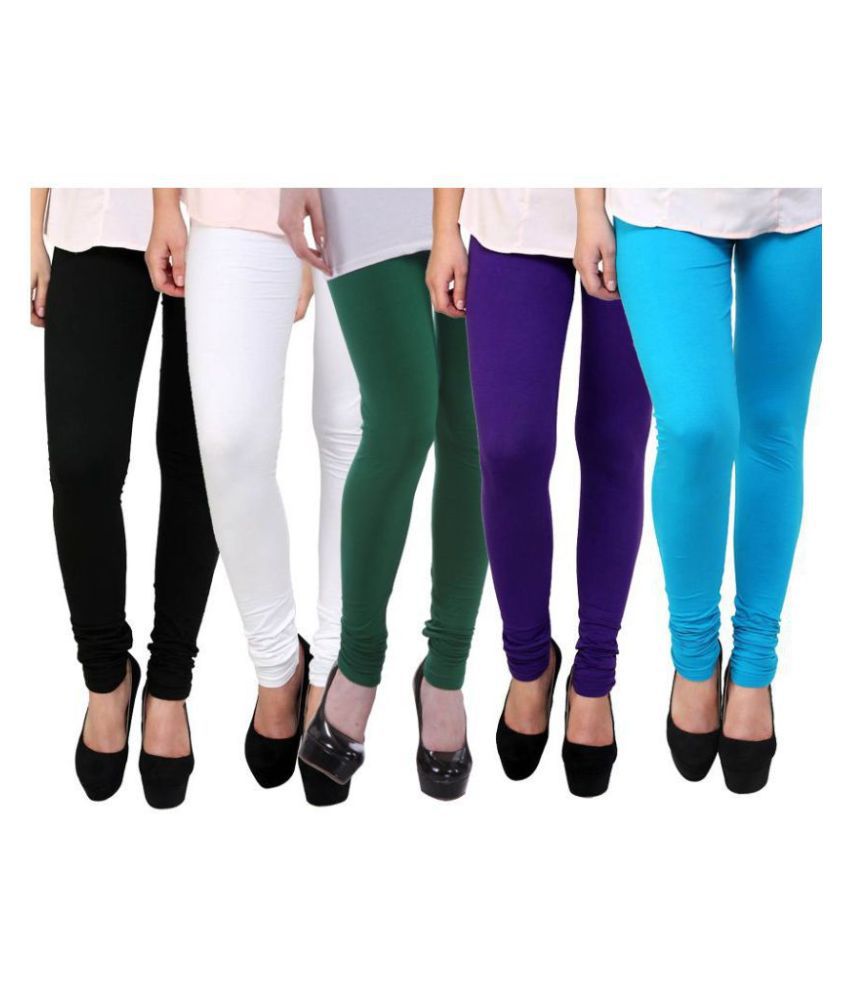 FnMe Cotton Lycra Pack of 5 Leggings