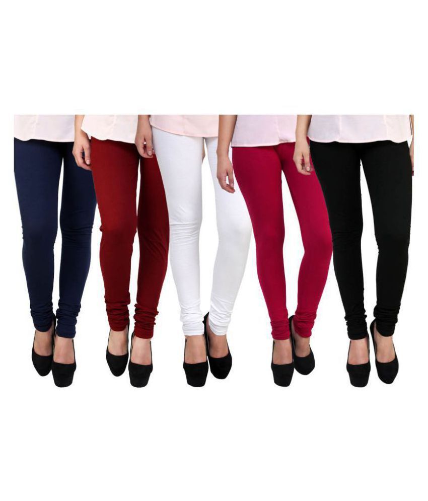     			FnMe - Navy Blue Cotton Women's Leggings ( Pack of 5 )