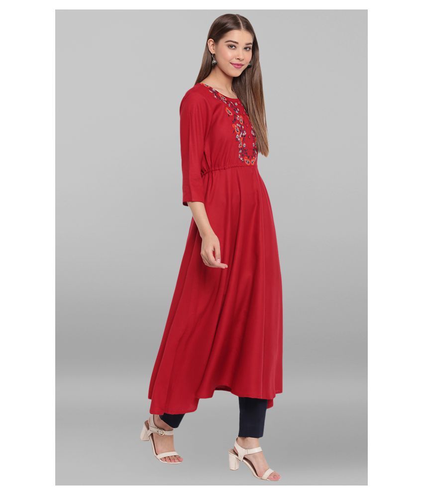 rayon long frock design