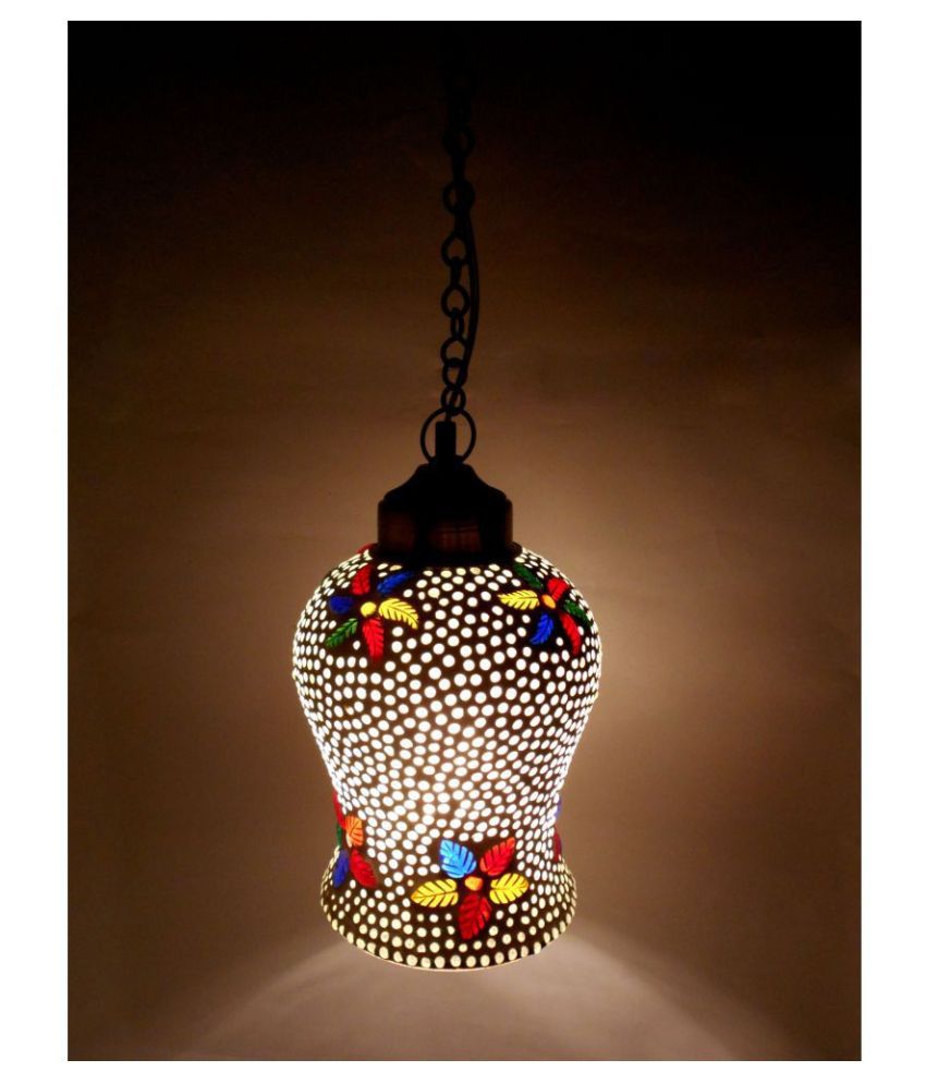 Susajjit Decor Glass Hanging Ceiling, Multi Coloured Glass Lamp Shades