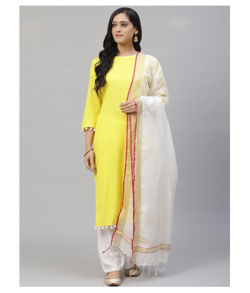 white gown with dupatta