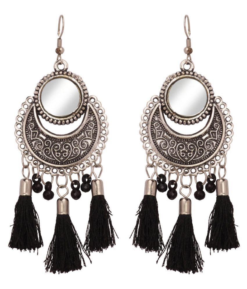 Aarohi Jewells Black Oxidized Silver Tassel Fancy Partywear Earring For ...