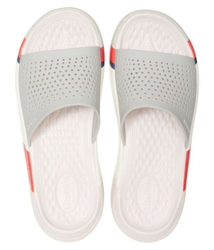 white flip flop crocs
