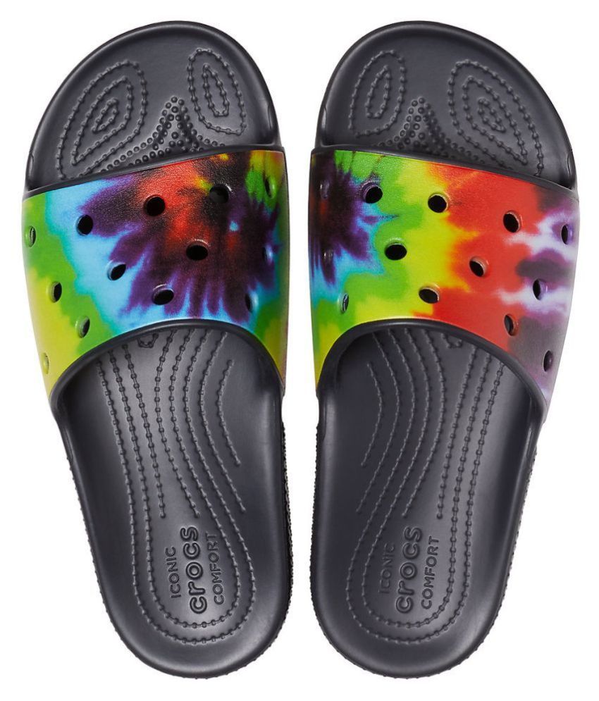 crocs multicolor flip flops
