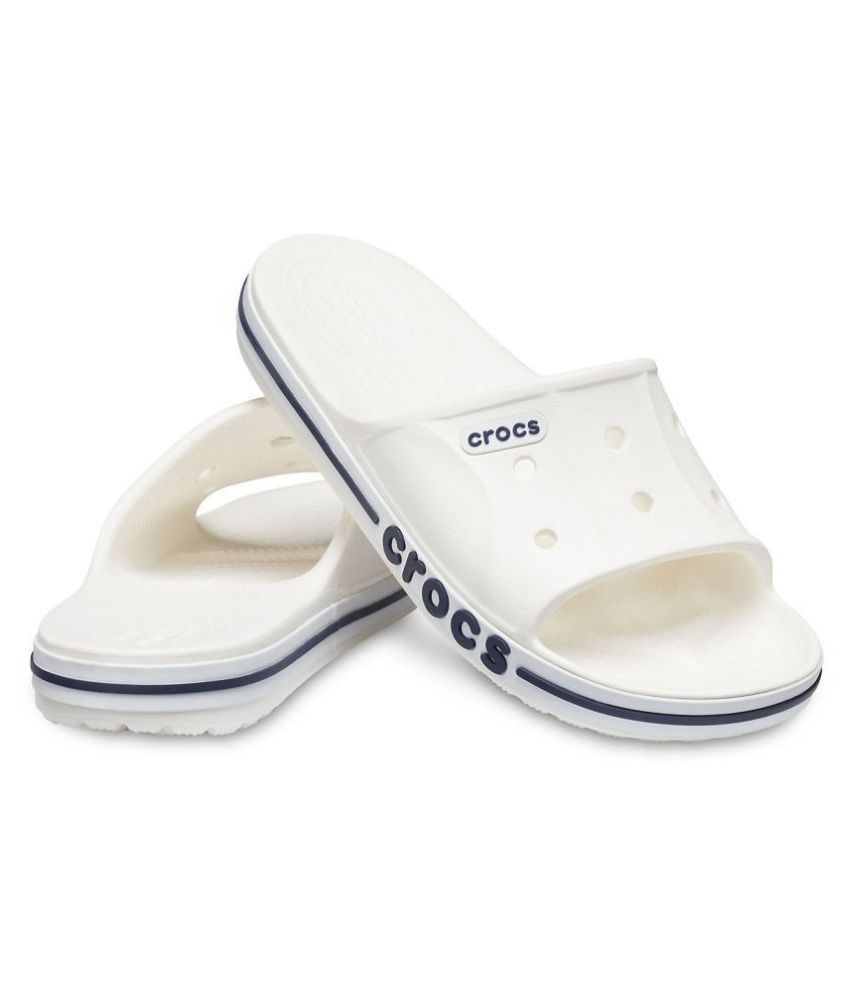 white flip flop crocs