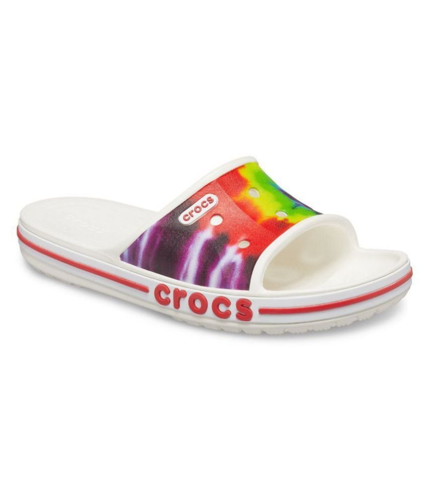 white flip flop crocs