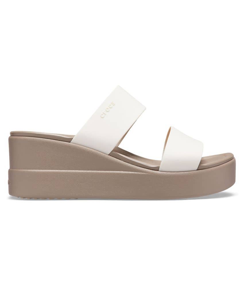 white wedge crocs