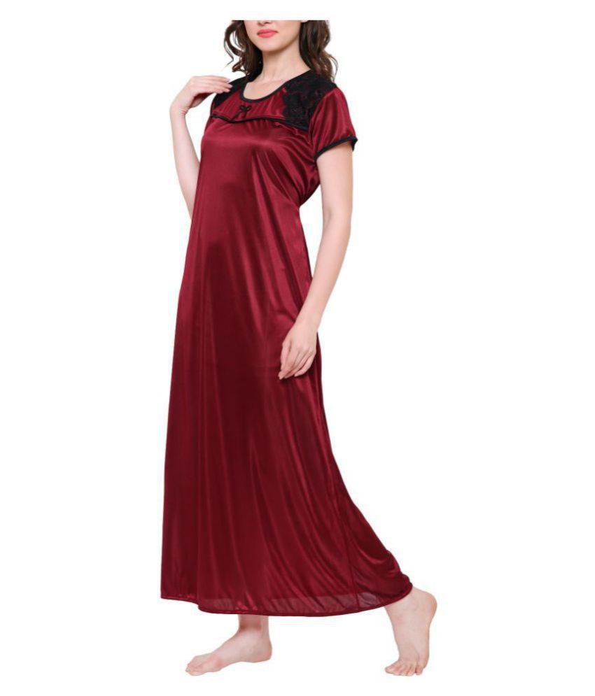 Buy Klamotten Satin Nighty And Night Gowns Red Online At Best Prices In India Snapdeal 