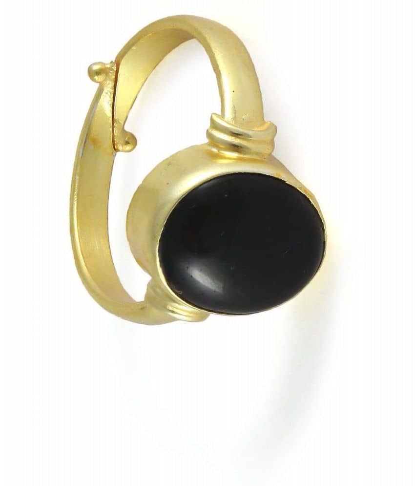 DINJEWEL 7 Ratti Black Sulemani Hakik Stone Ring - Gold Plated Adjustable, Certified - View #7