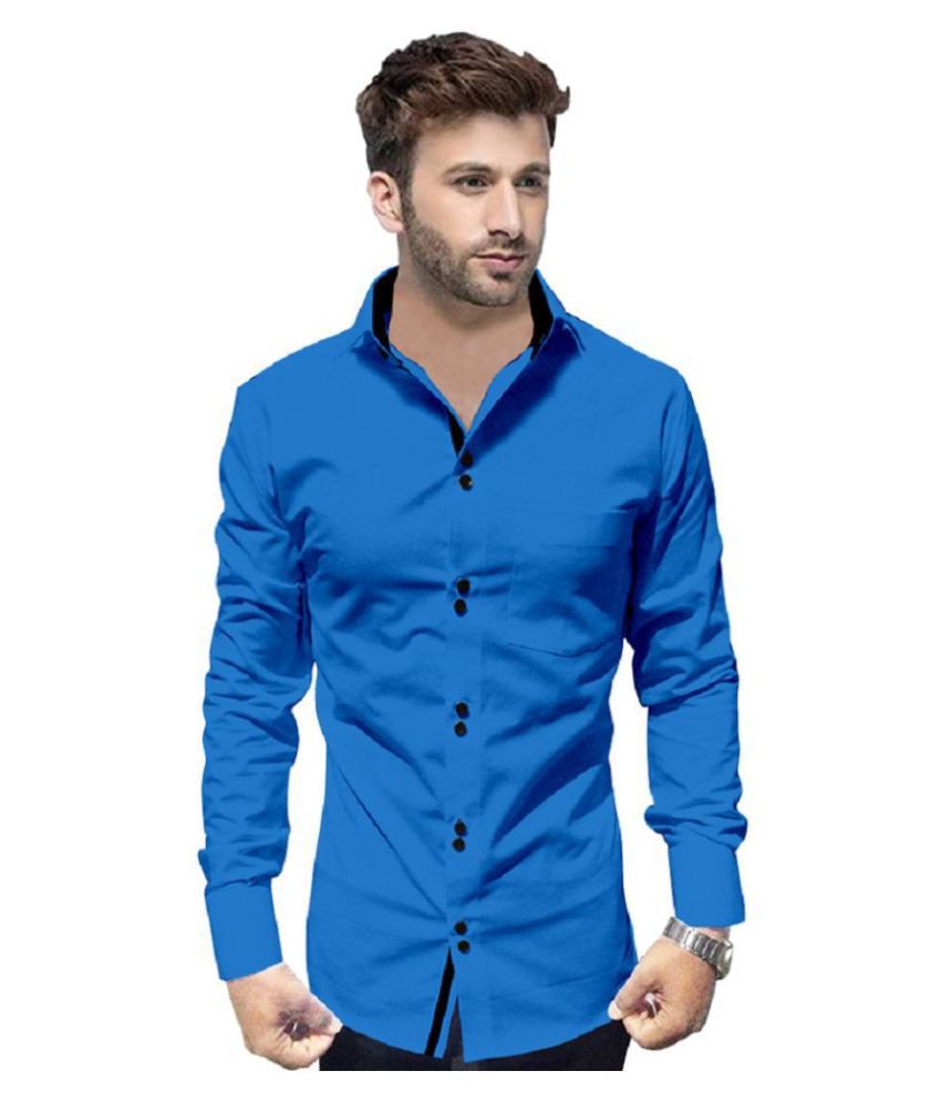    			P&V Cotton Blend Blue Shirt